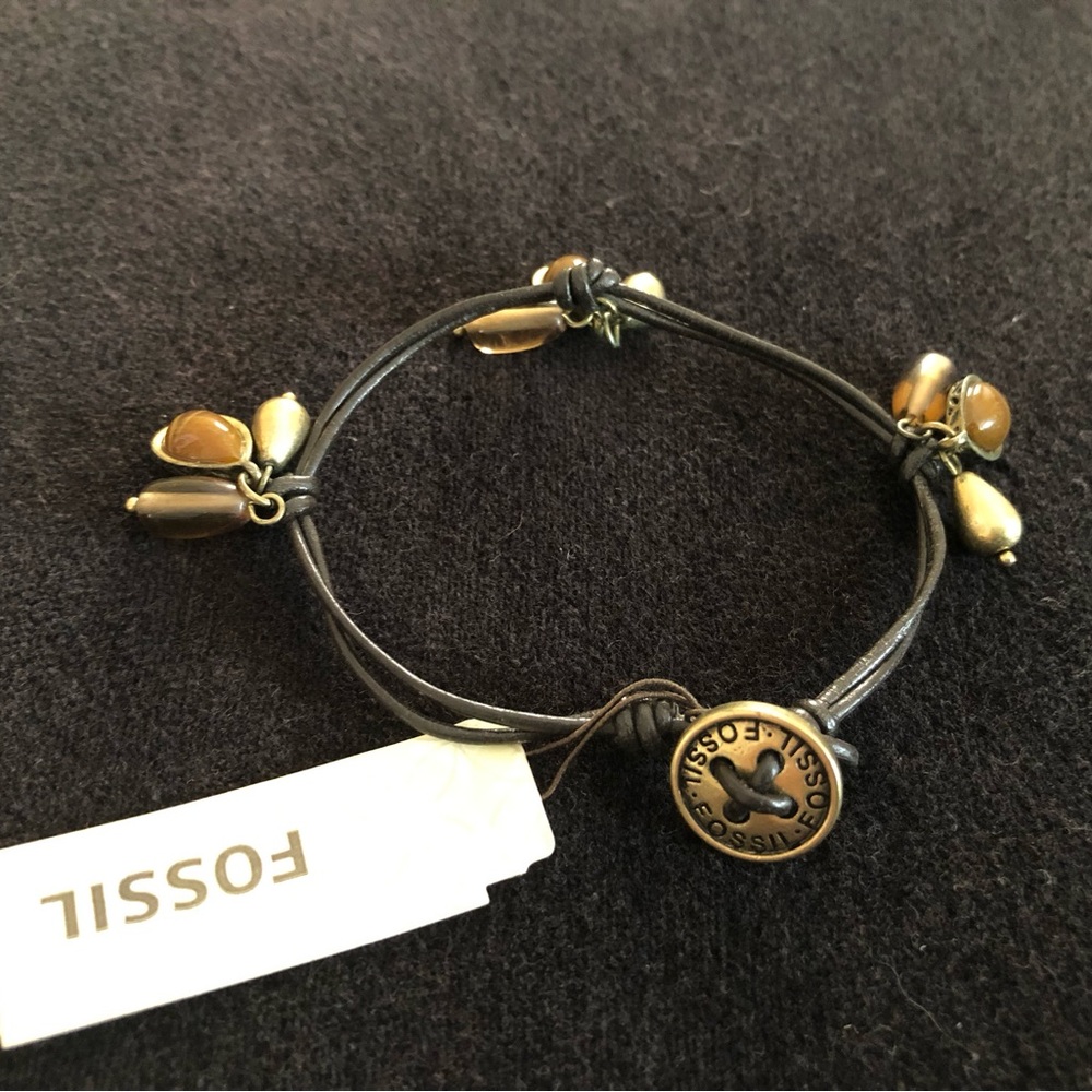 Ladies Fossil Bracelet w/ Tiger Eye Stones NWT’s